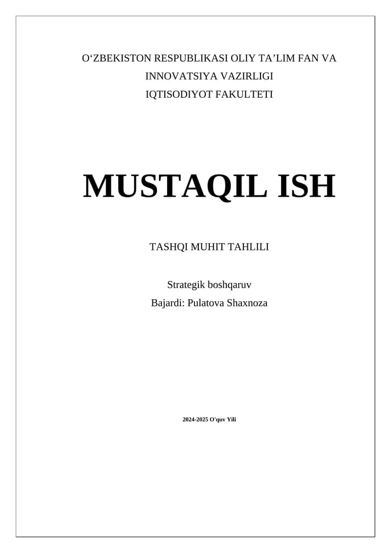 Tashqi muhit tahlili