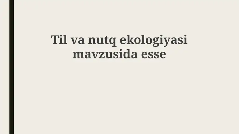 Til va nutq ekologiyasi