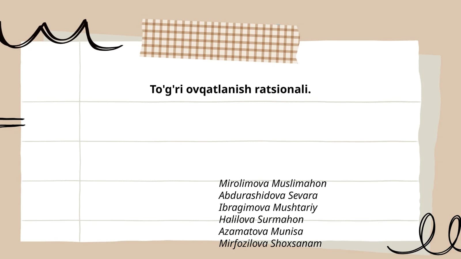 To'g'ri ovqatlanish ratsionali