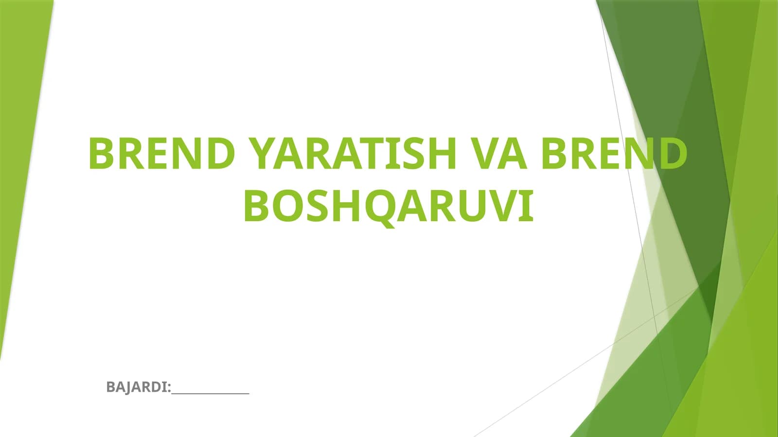 BREND YARATISH VA BREND BOSHQARUVI