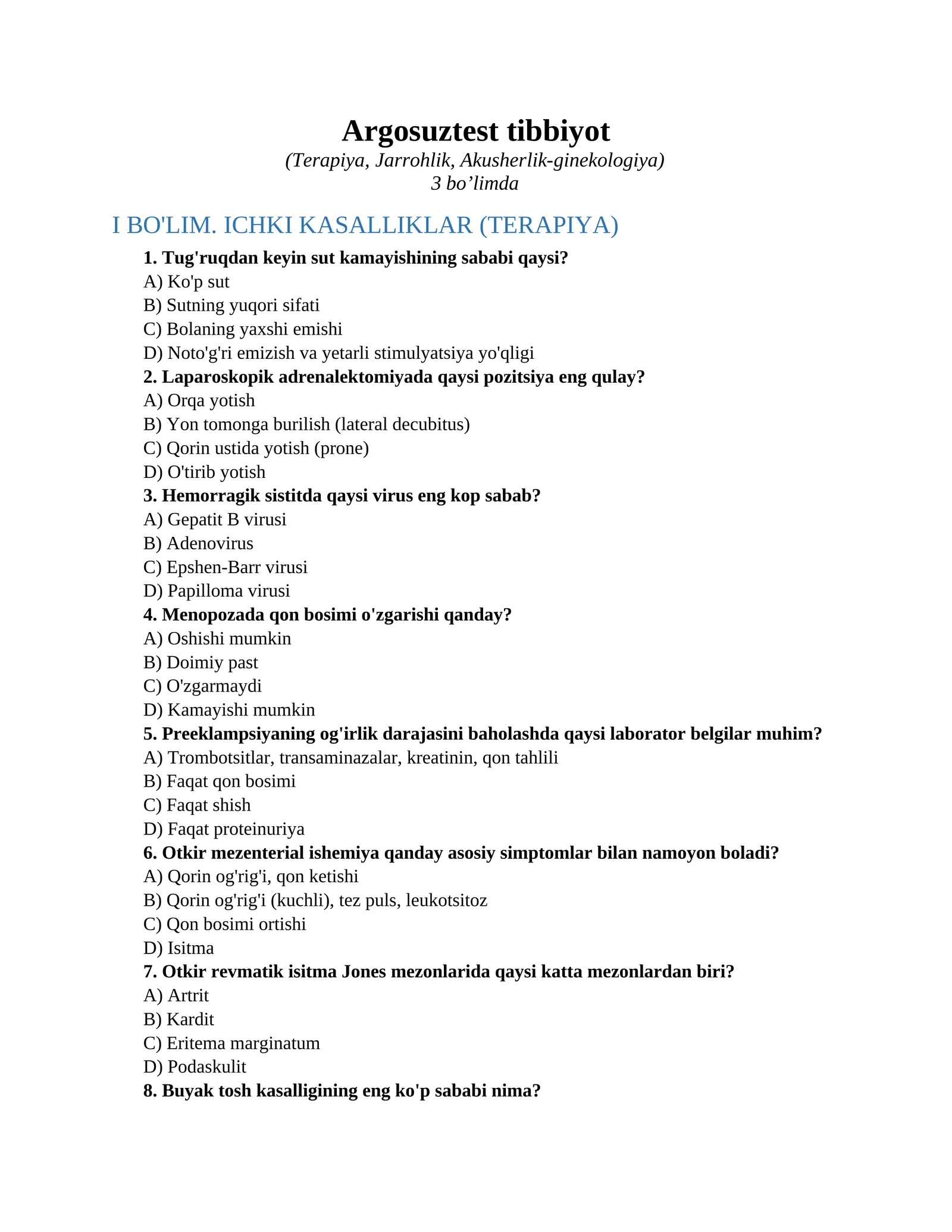 Argosuztest tibbiyot