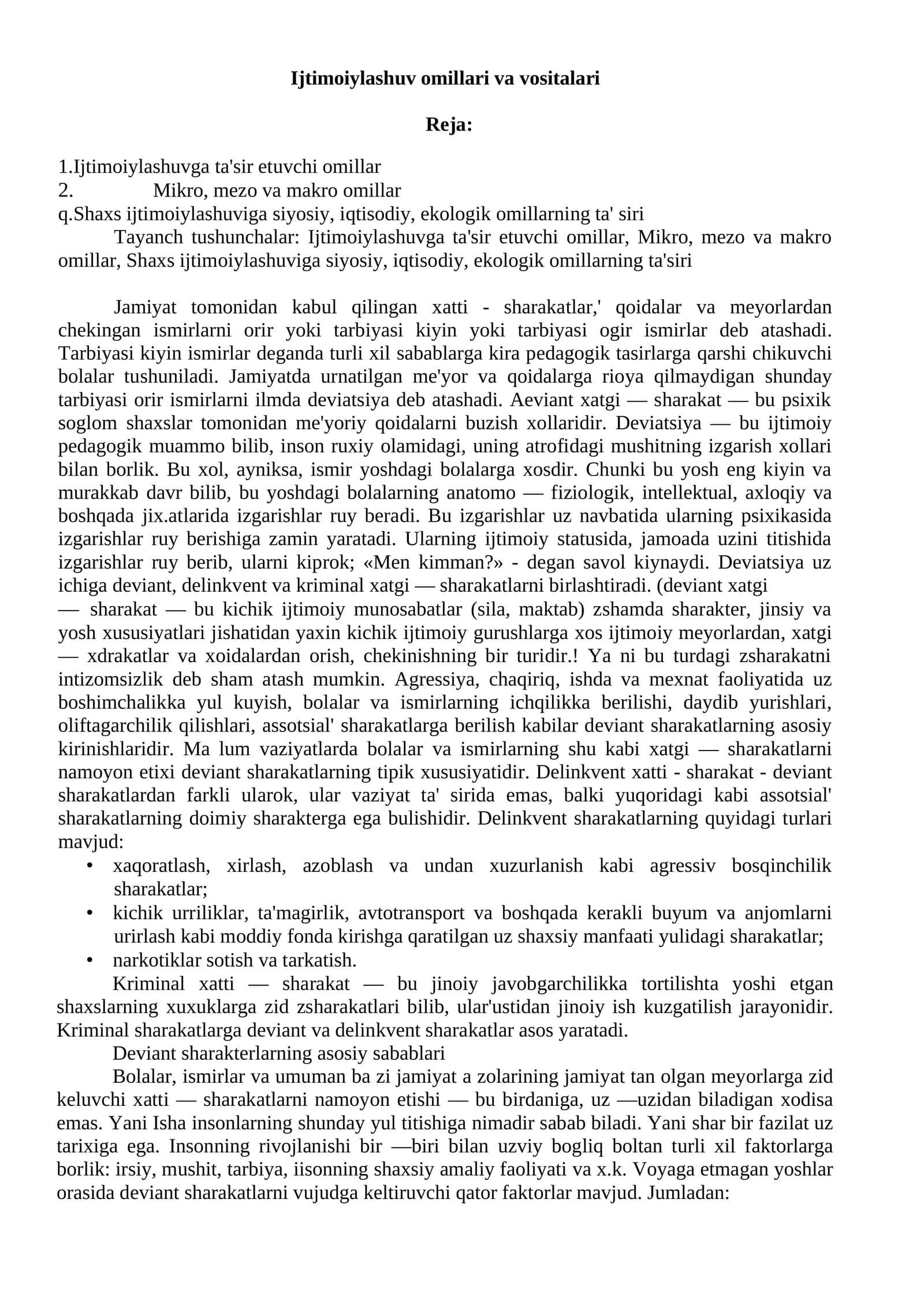 Ijtimoiylashuv omillari va vositalari