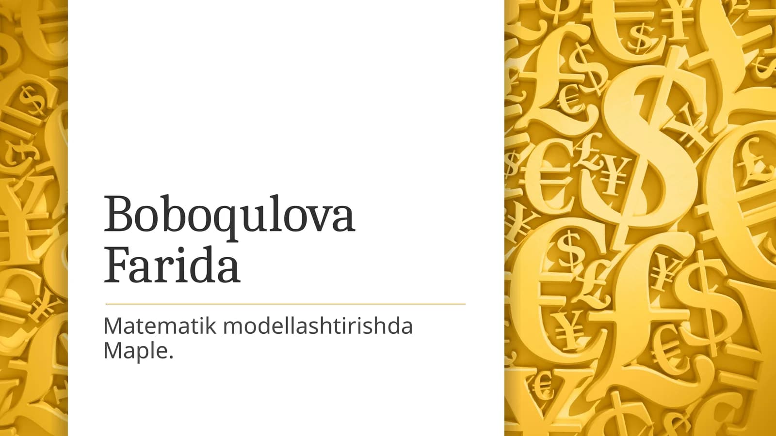 Matematikmodellashtirishda Maple