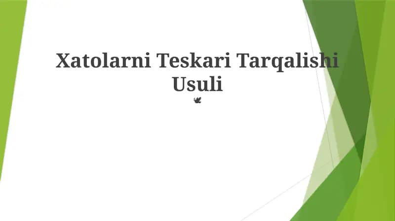 Xatolarni Teskari Tarqalishi Usuli (TDD)