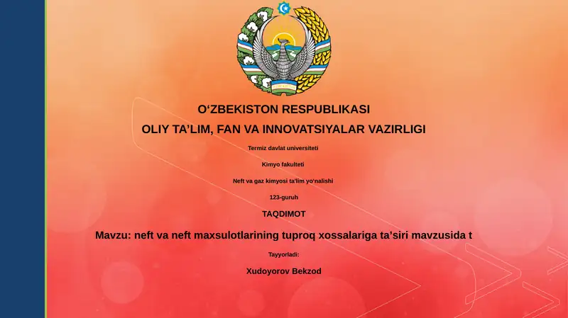 Neft va neft mahsulotlarining tuproqqa ta'siri