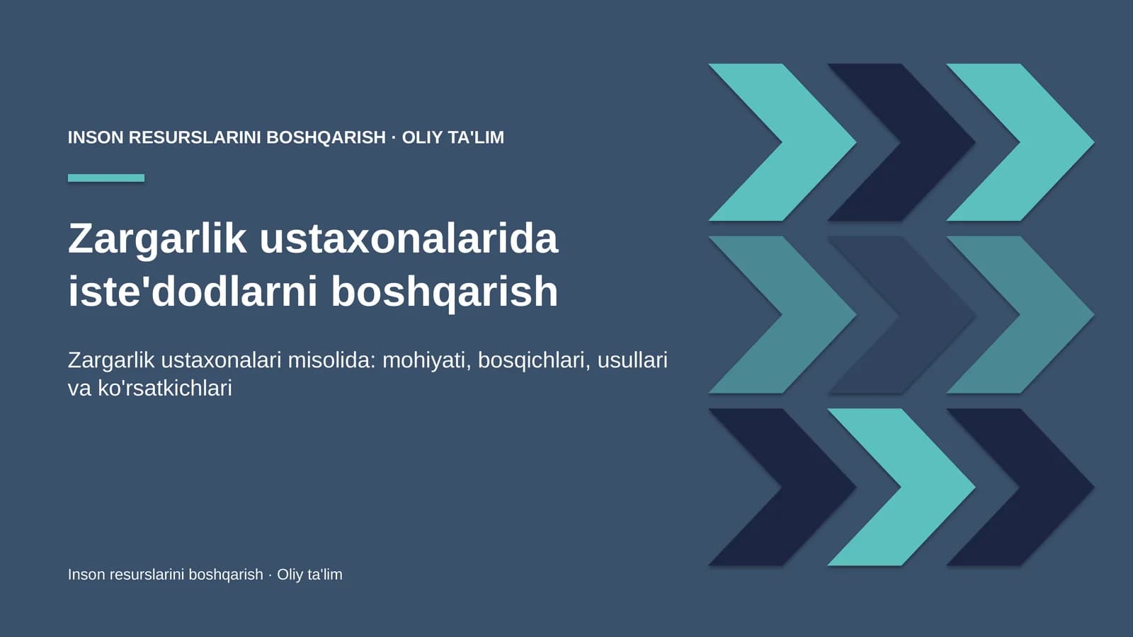 Zargarlik ustaxonalarida iste'dodlarni boshqarish