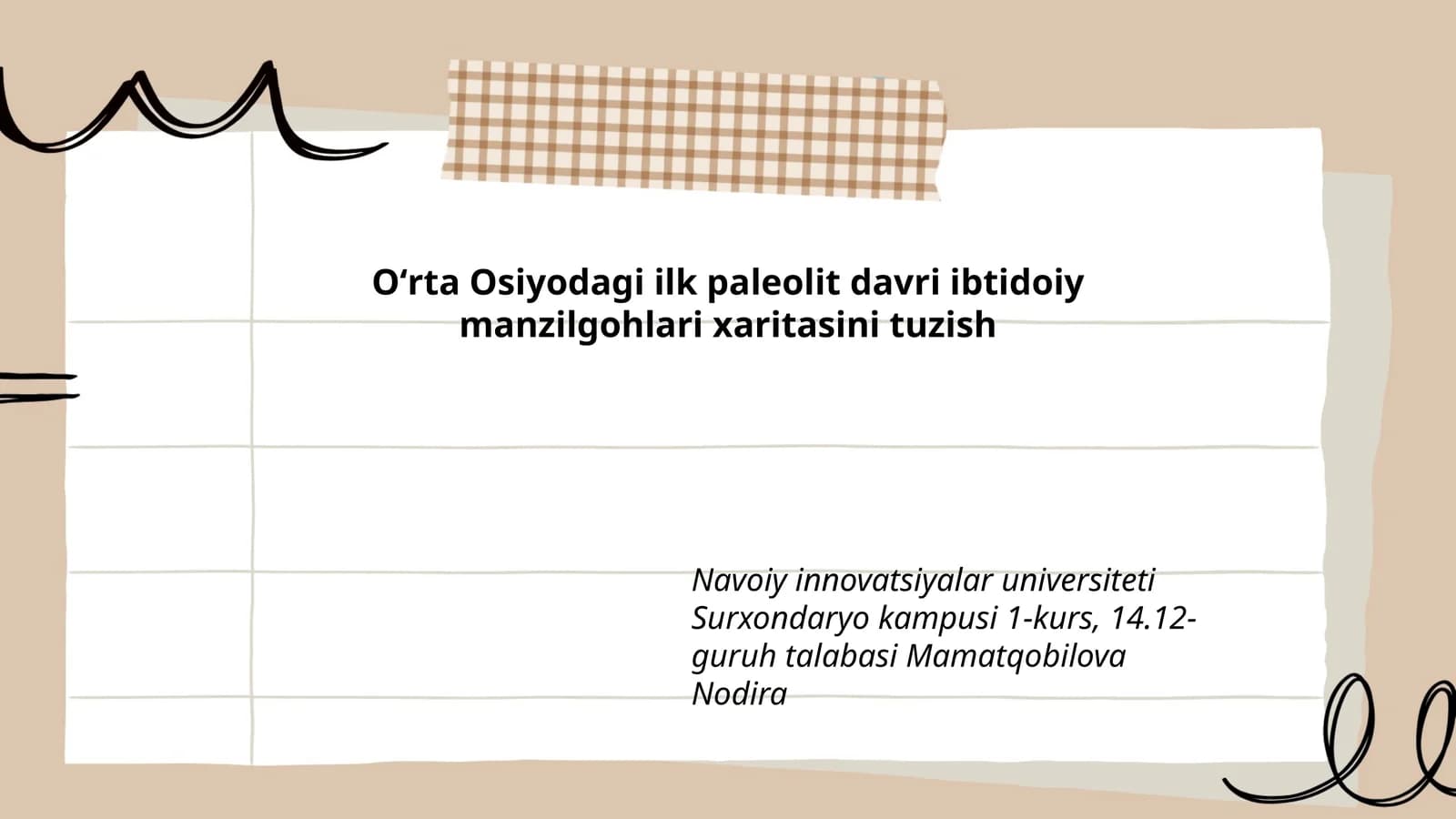 Oʻrta Osiyodagi ilk paleolit davri ibtidoiy manzilgohlari xaritasini tuzish