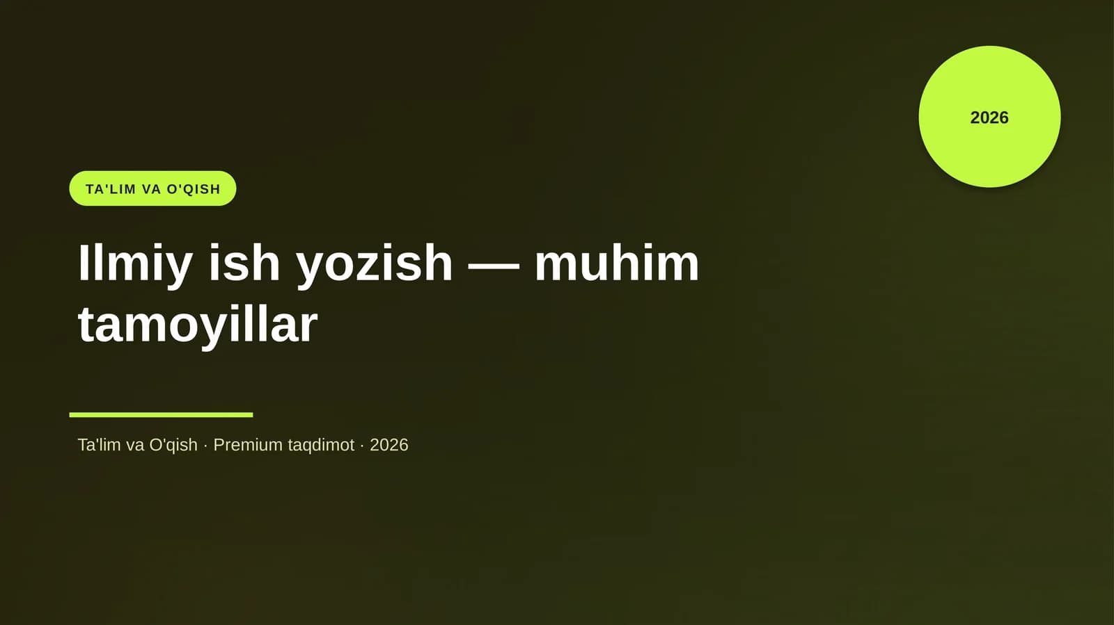 Ilmiy ish yozish — muhim tamoyillar
