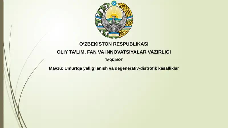 Umurtqayallig’lanishvadegenerativ-distrofikkasalliklar
