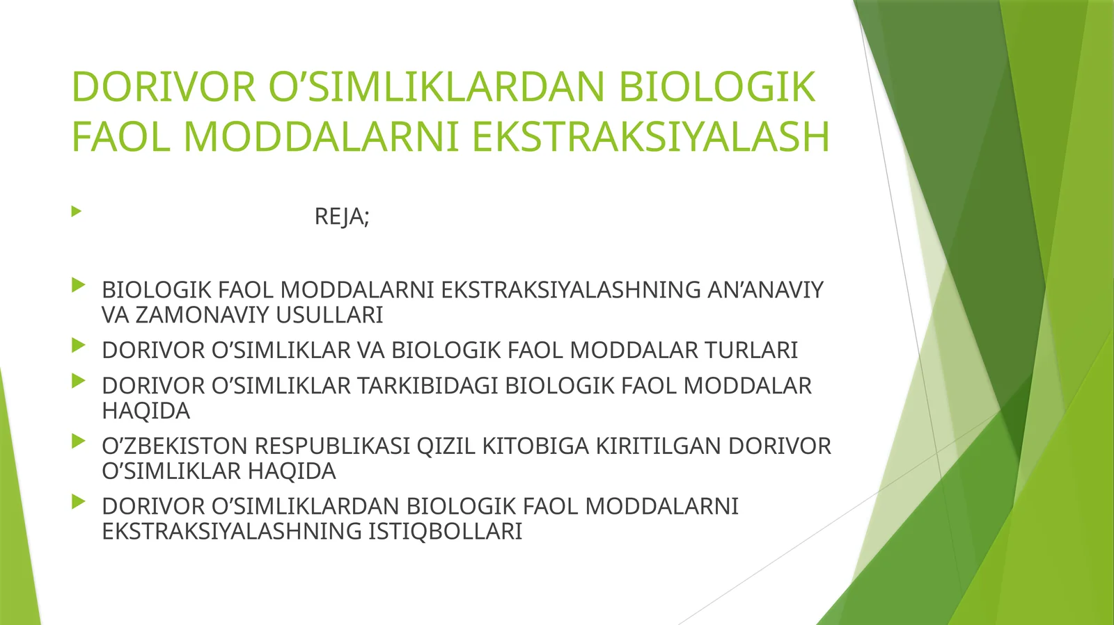 Dorivor O’simliklardan Biologik Faol Moddarni Ekstraksiyalash