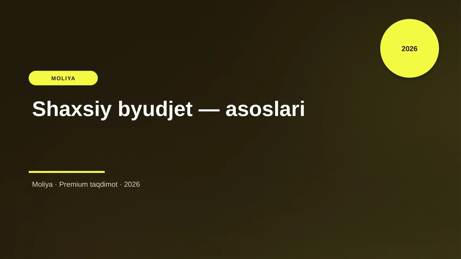 Shaxsiy byudjet — asoslari