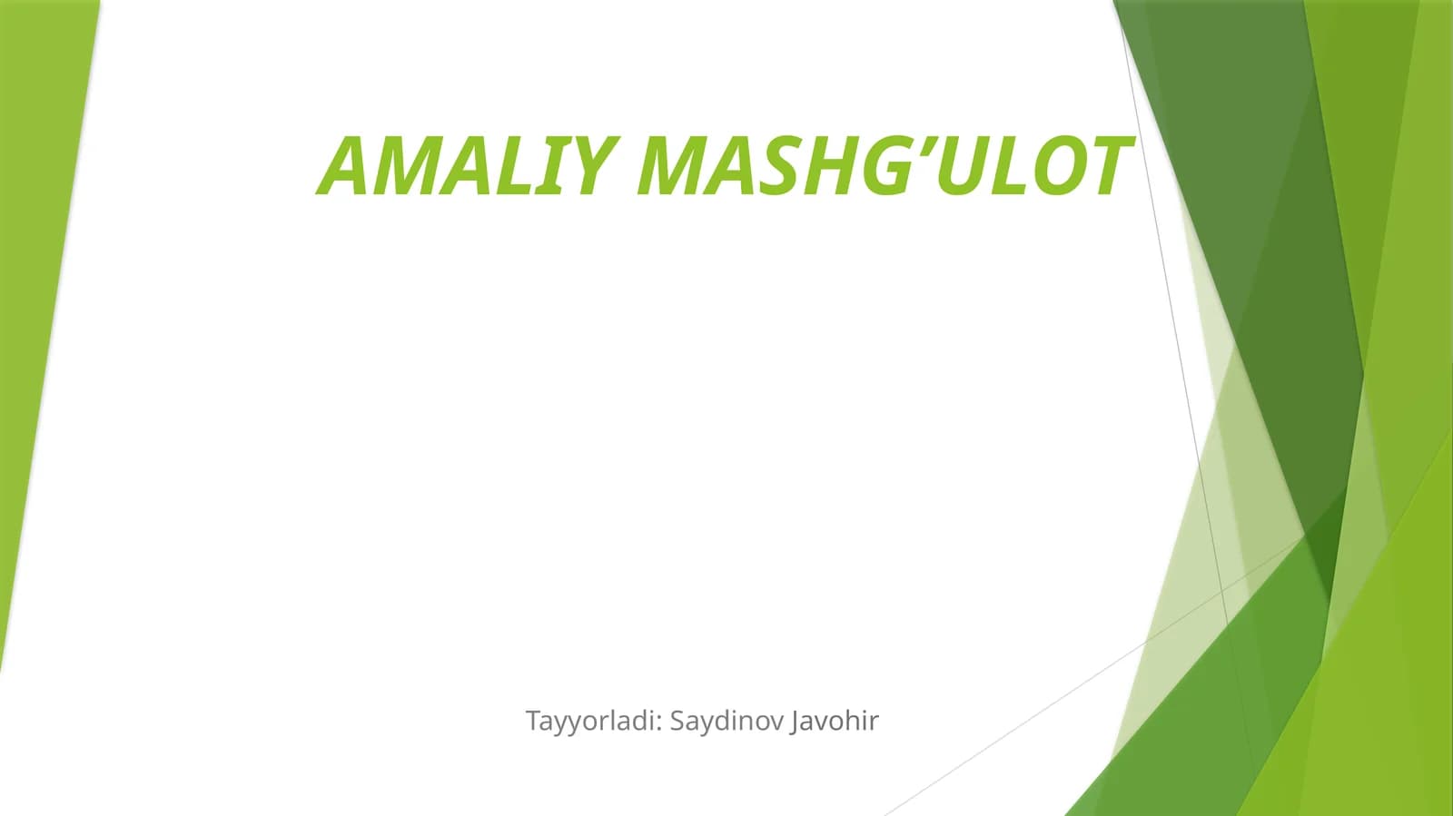 AMALIY MASHG’ULOT