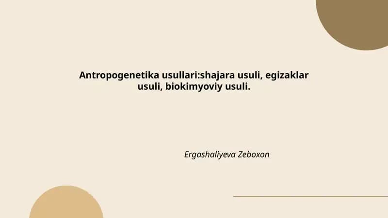 Antropogenetika usullari