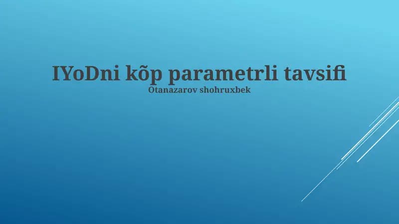 IYoDni kõp parametrli tavsifi