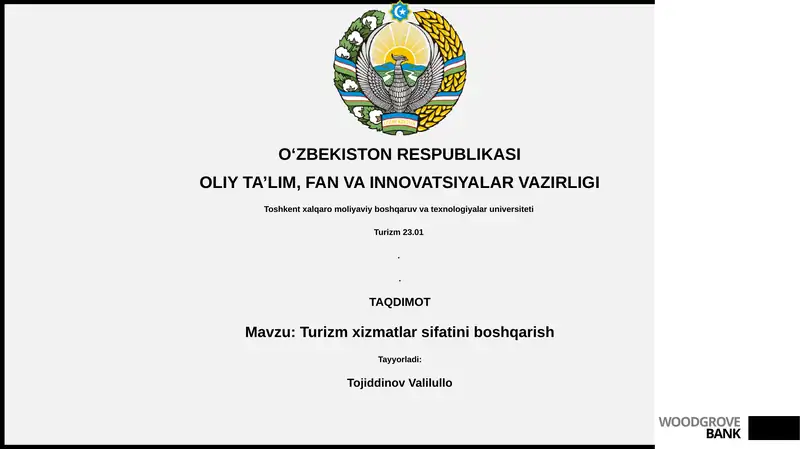 Turizm xizmatlar sifatini boshqarish