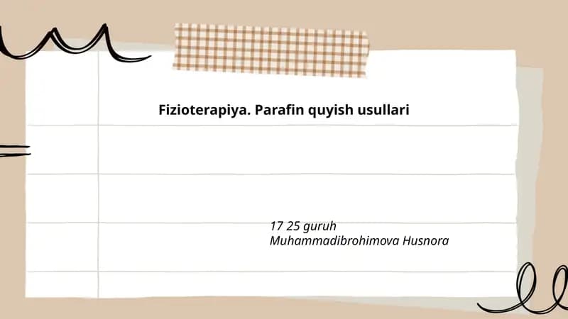 Fizioterapiya. Parafin quyish usullari