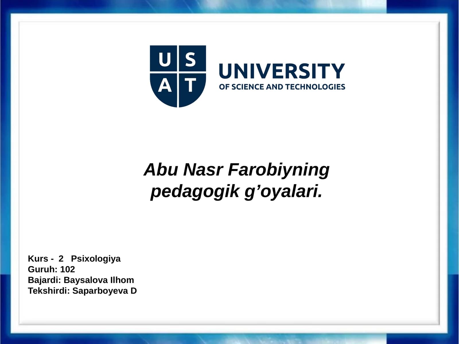 Abu Nasr Farobiynin pedagogik g'oyalari