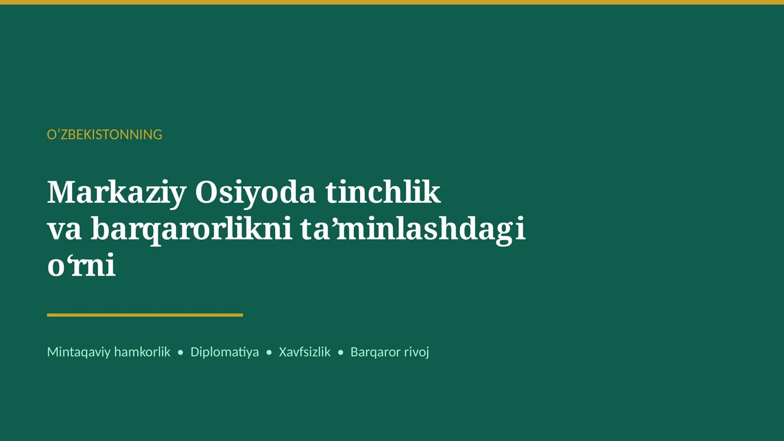 Tinchlik va barqarorlik