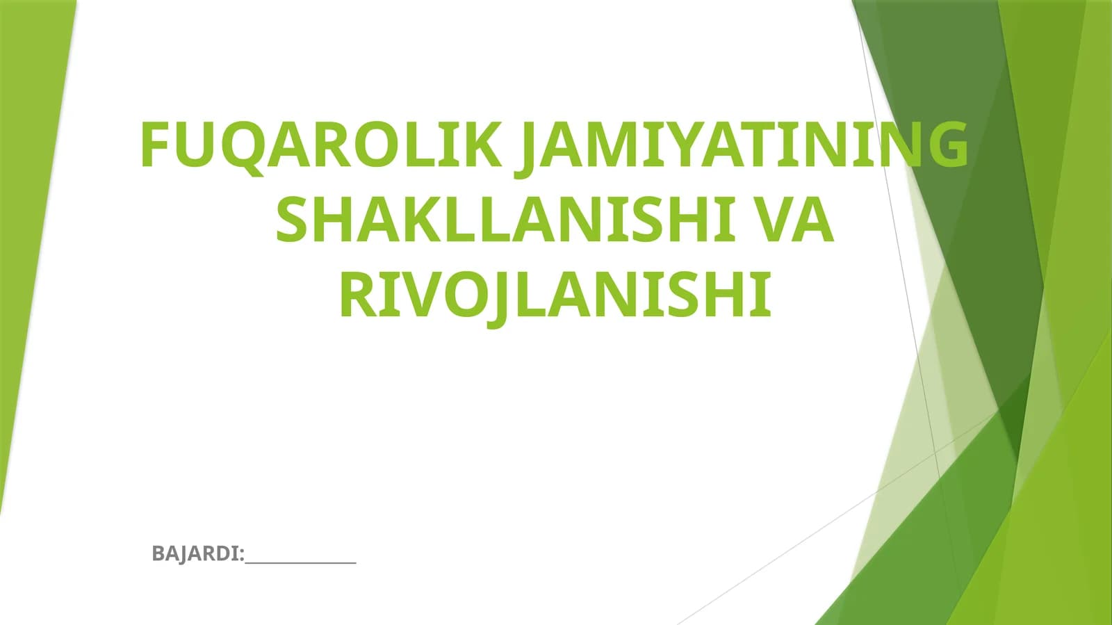 FUQAROLIK JAMIYATINING SHAKLLANISHI VA RIVOJLANISHI