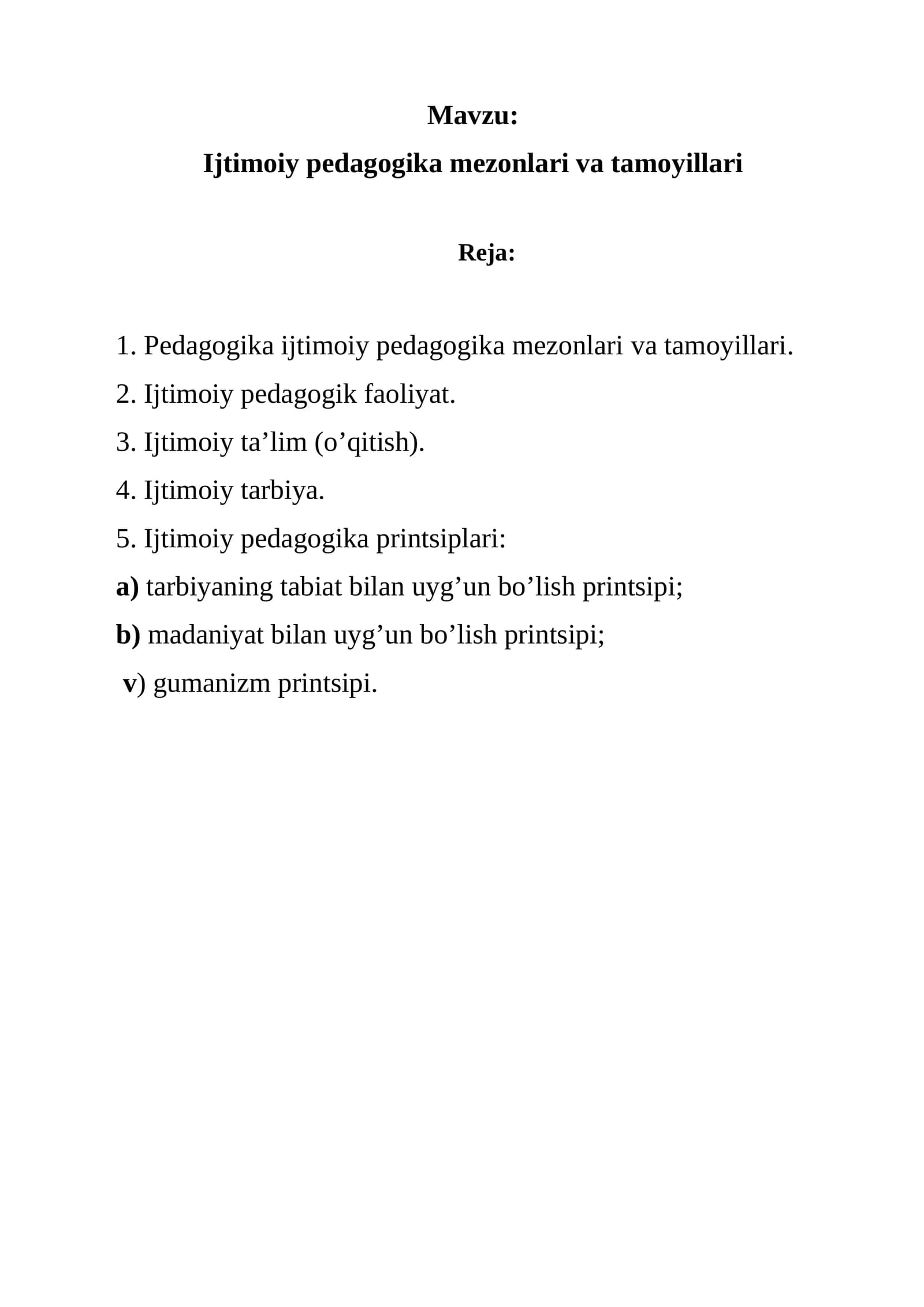 Ijtimoiy pedagogika mezonlari va tamoyillari