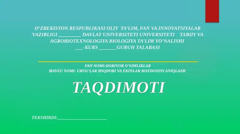 Saponin saqlovchi dorivor o’simliklar