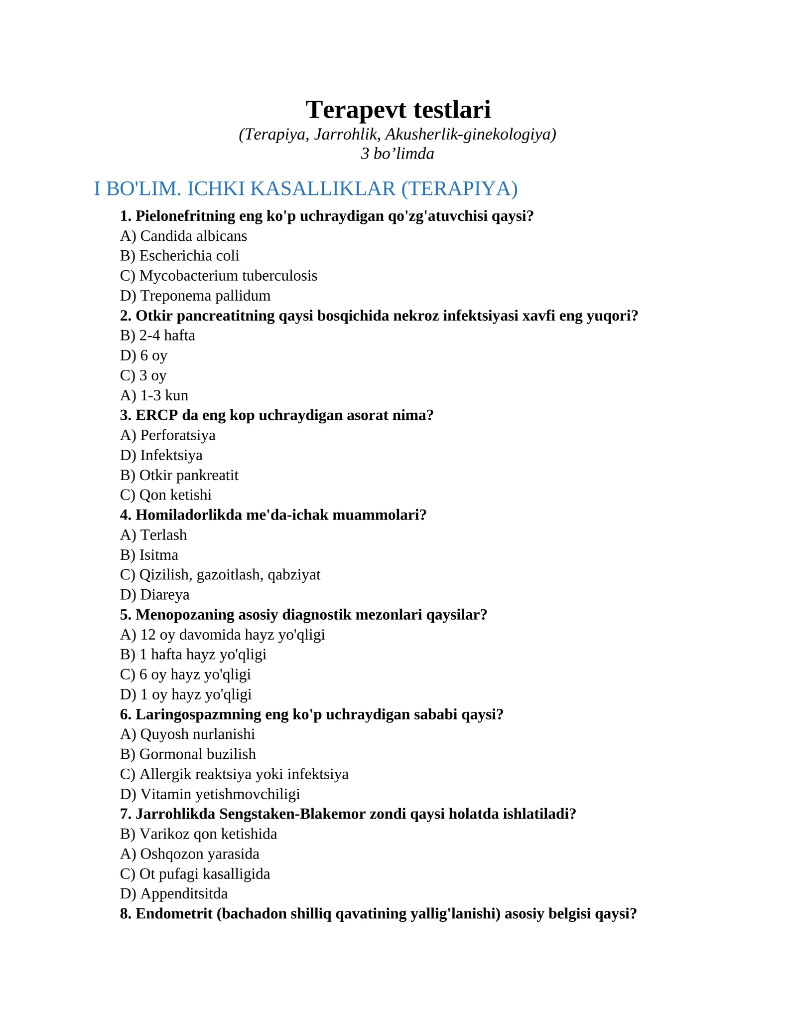Terapevt testlari