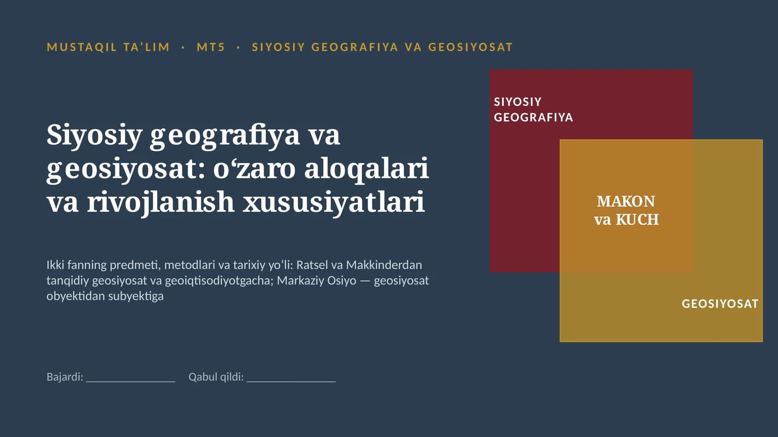 siyosiy geografiya va geosiyosat