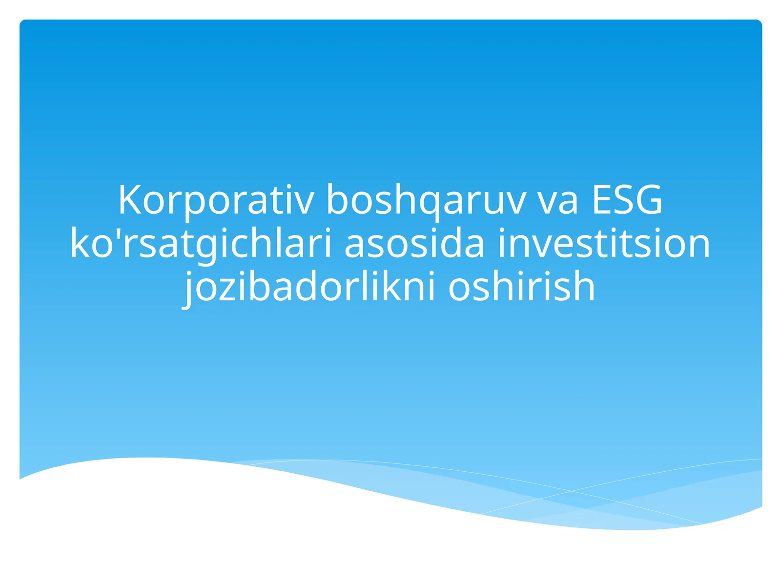 Korporativ boshqaruvni takomillashtirish