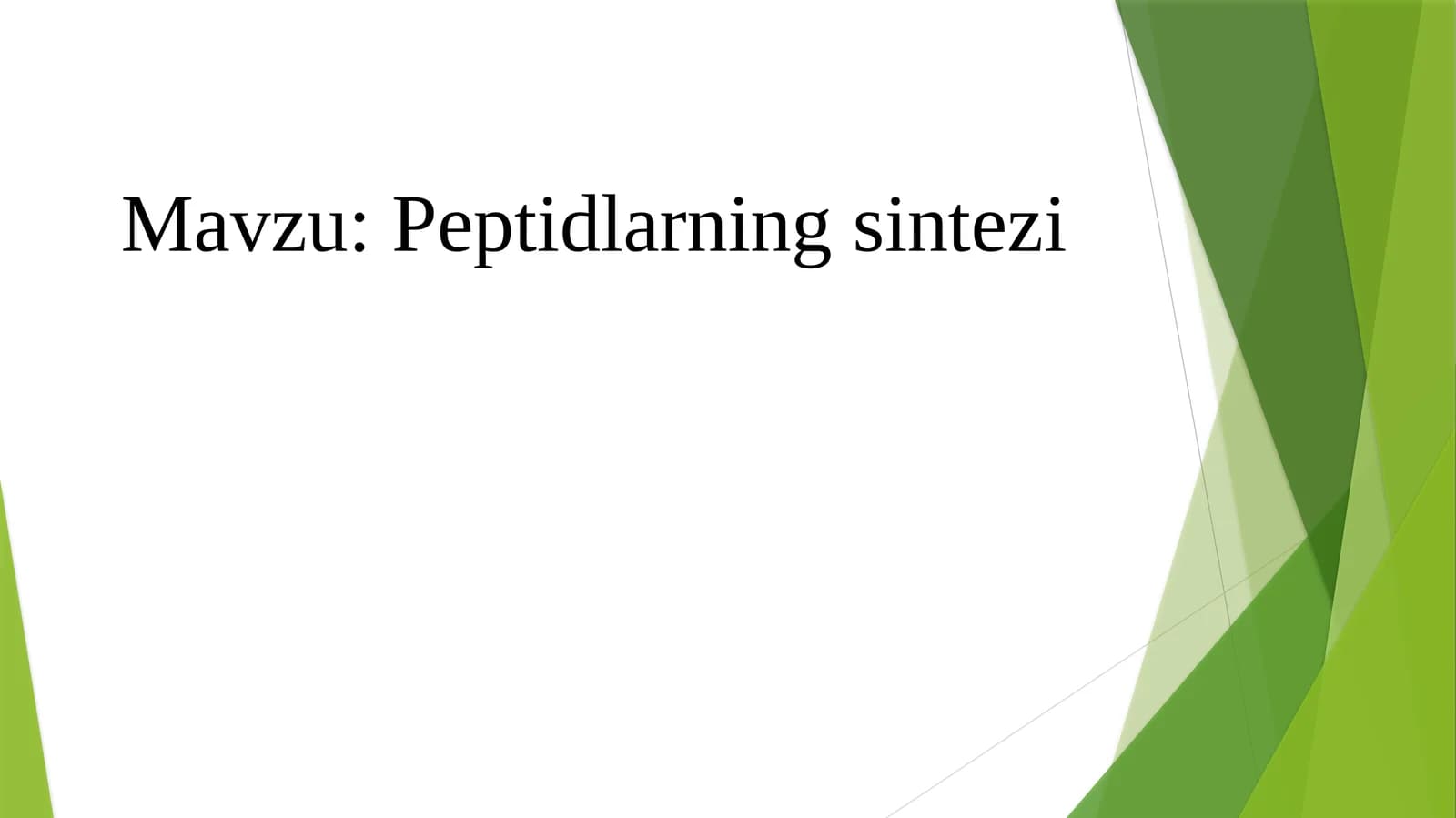Peptidlarning Sintezi