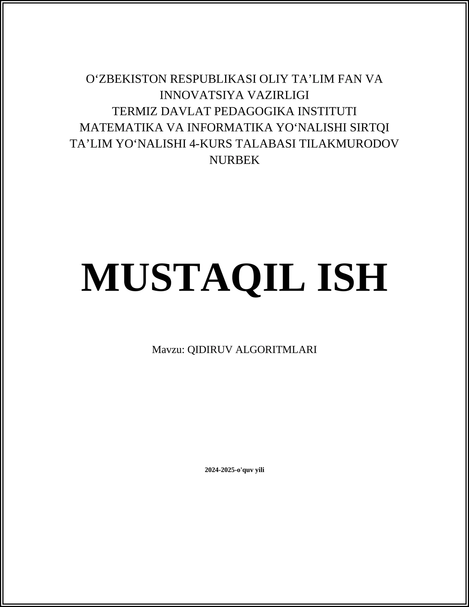 QIDIRUV ALGORITMLARI