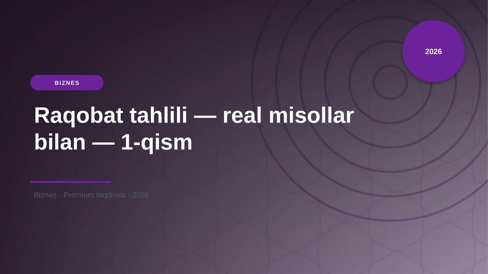 Raqobat tahlili — real misollar bilan — 1-qism