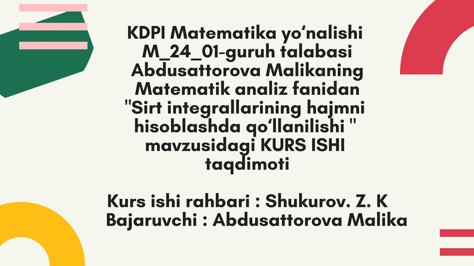 KDPI Matematika yoʻnalishi