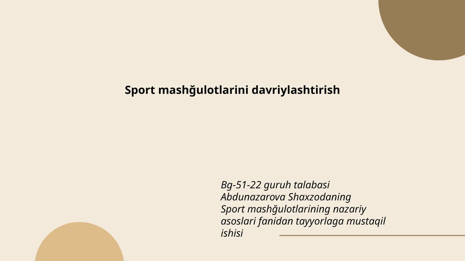 Sport mashğulotlarini davriylashtirish