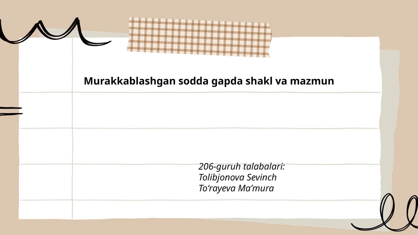 Murakkablashgan sodda gapda shakl va mazmun