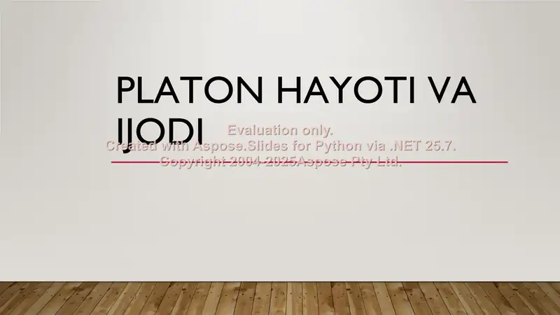 Platoning Hayoti va Ijodi