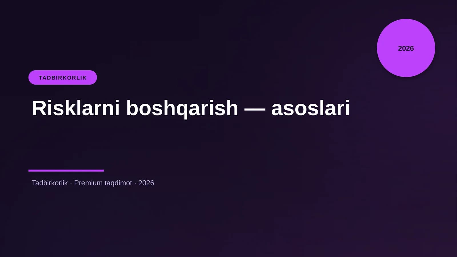 Risklarni boshqarish — asoslari