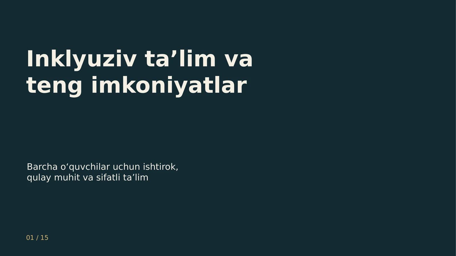 Inklyuziv ta’lim va teng imkoniyatlar