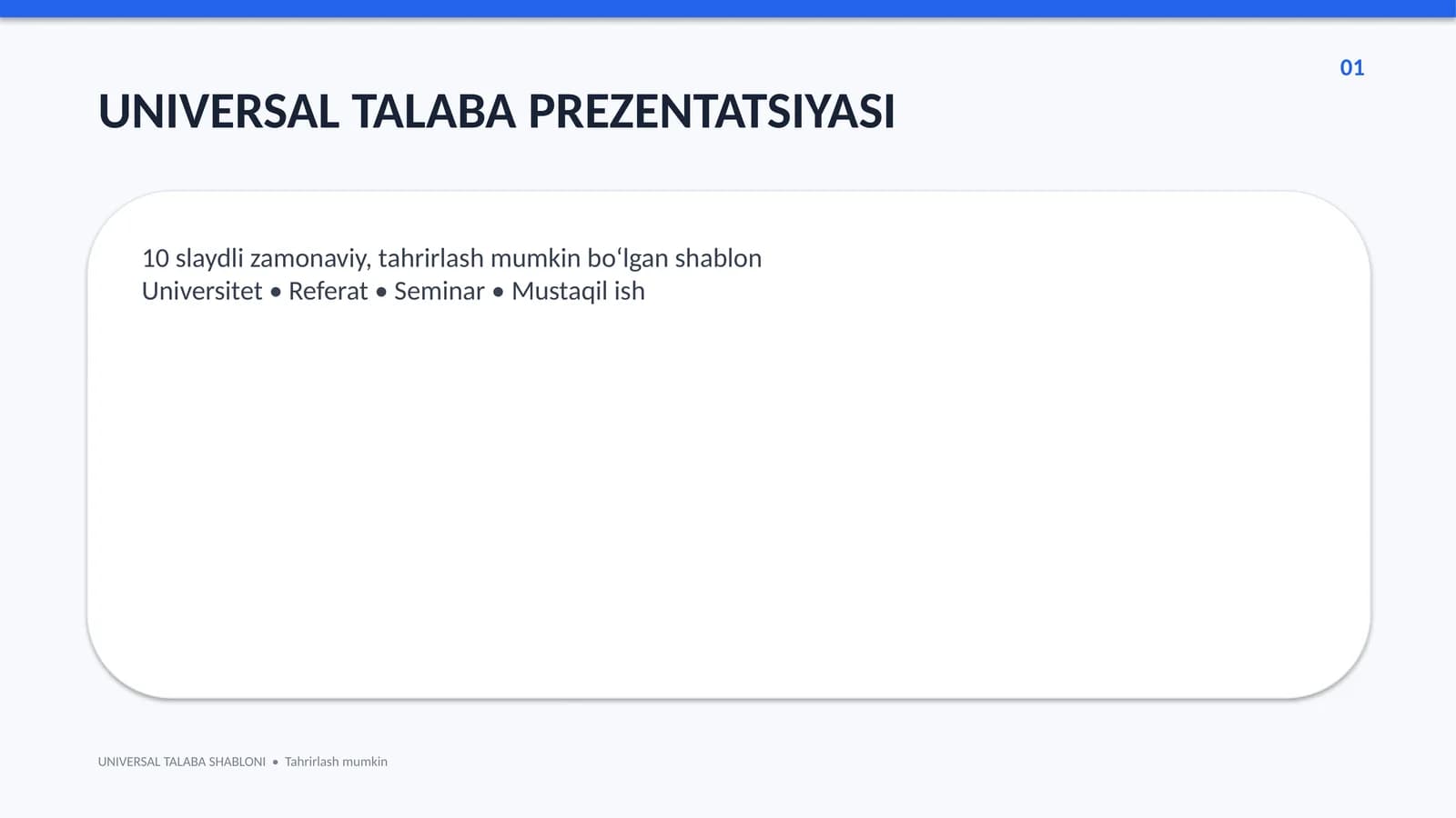 Universal talaba prezentatsiya shabloni - 10  ta slayd
