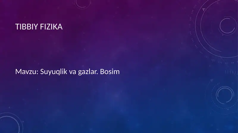 Suyuqlik va gazlar. Bosim