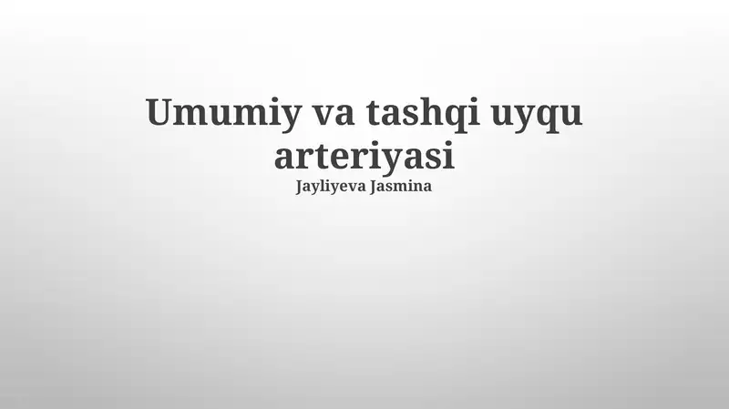Tashqi uyqu arteriyasi