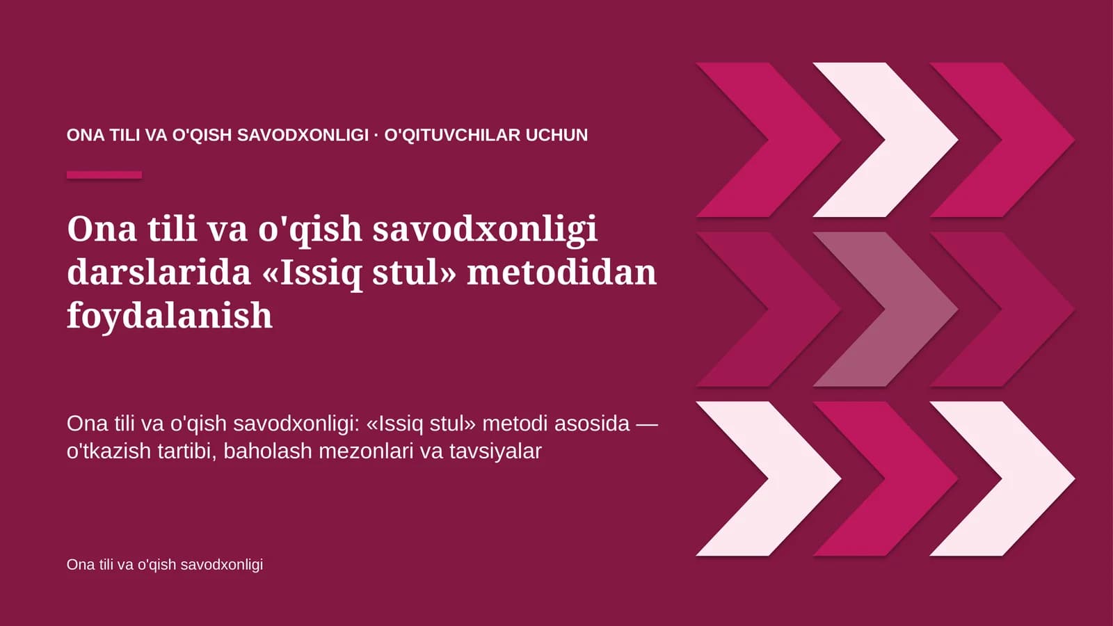 ona tili va o'qish savodxonligi darslarida issiq stul metodidan foydalanish 1778