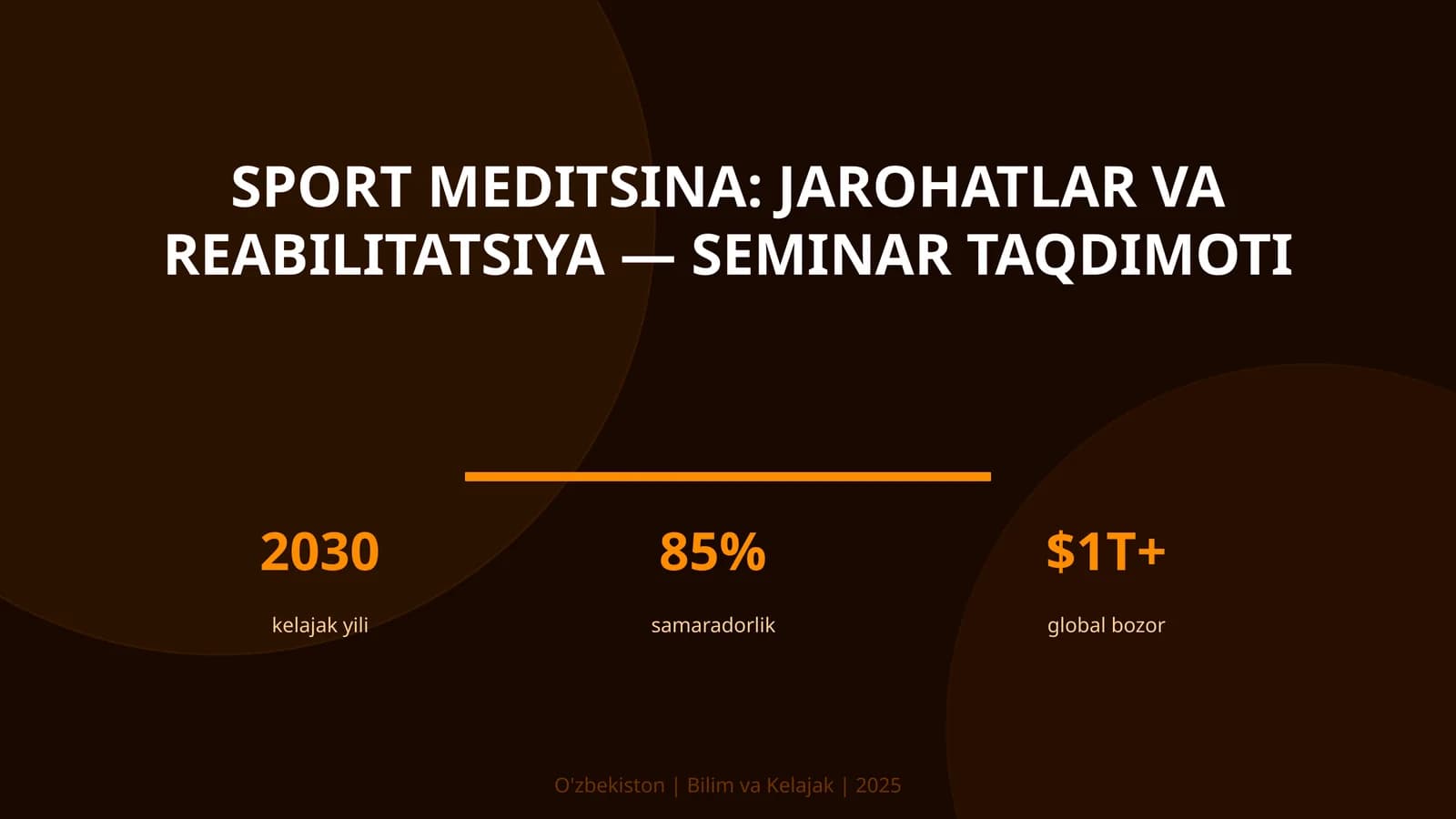 Sport meditsina: jarohatlar va reabilitatsiya — seminar taqdimoti