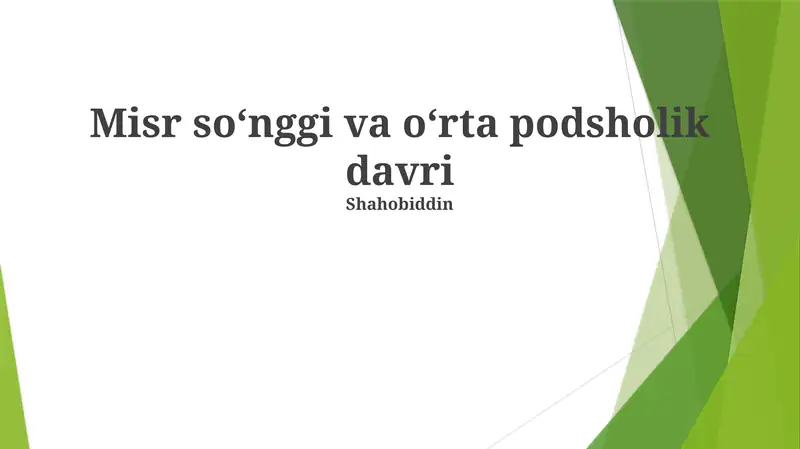 Misr soʻnggi va oʻrta podsholik davri