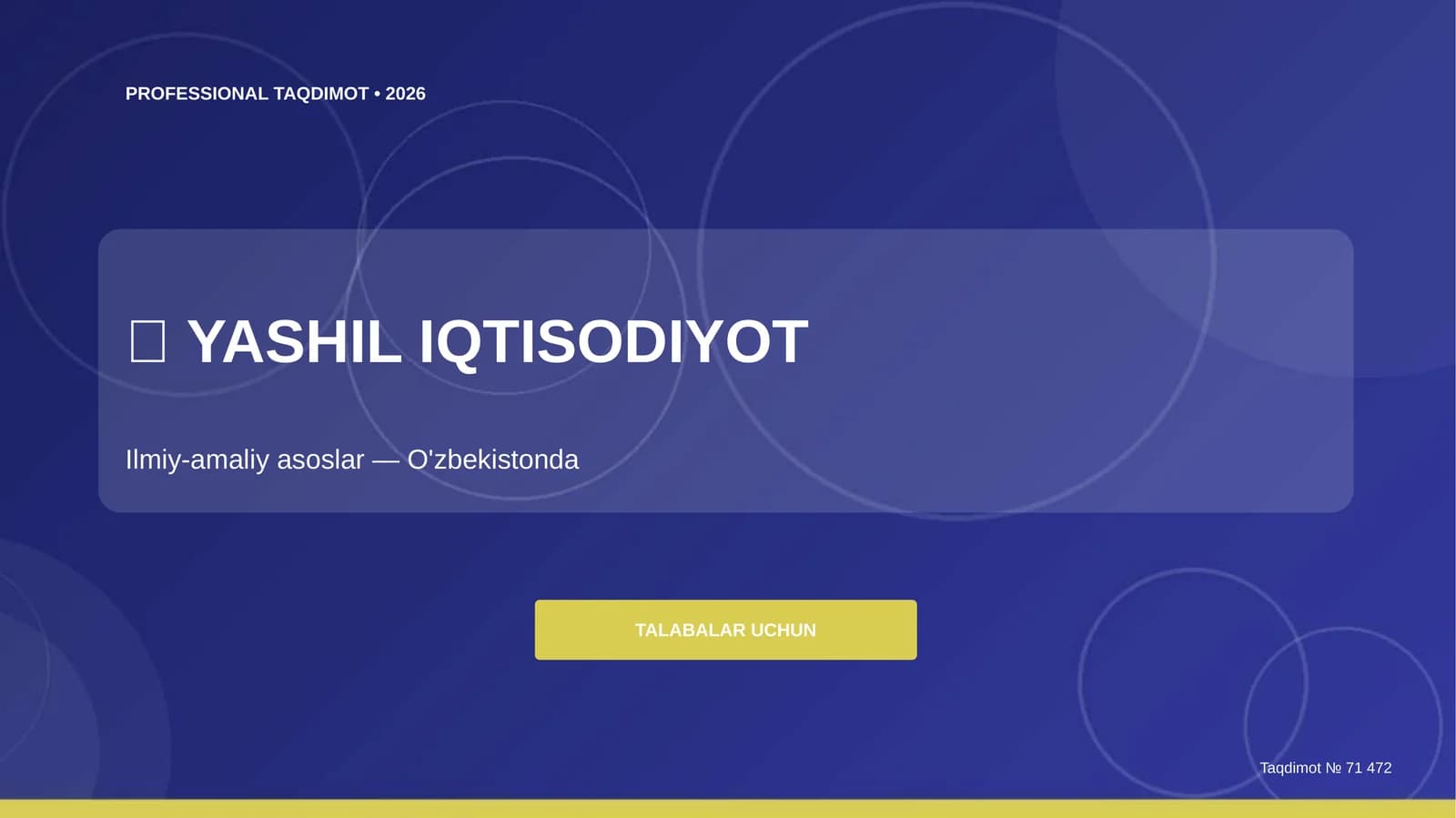 Yashil iqtisodiyot: ilmiy-amaliy asoslar (O'zbekistonda)