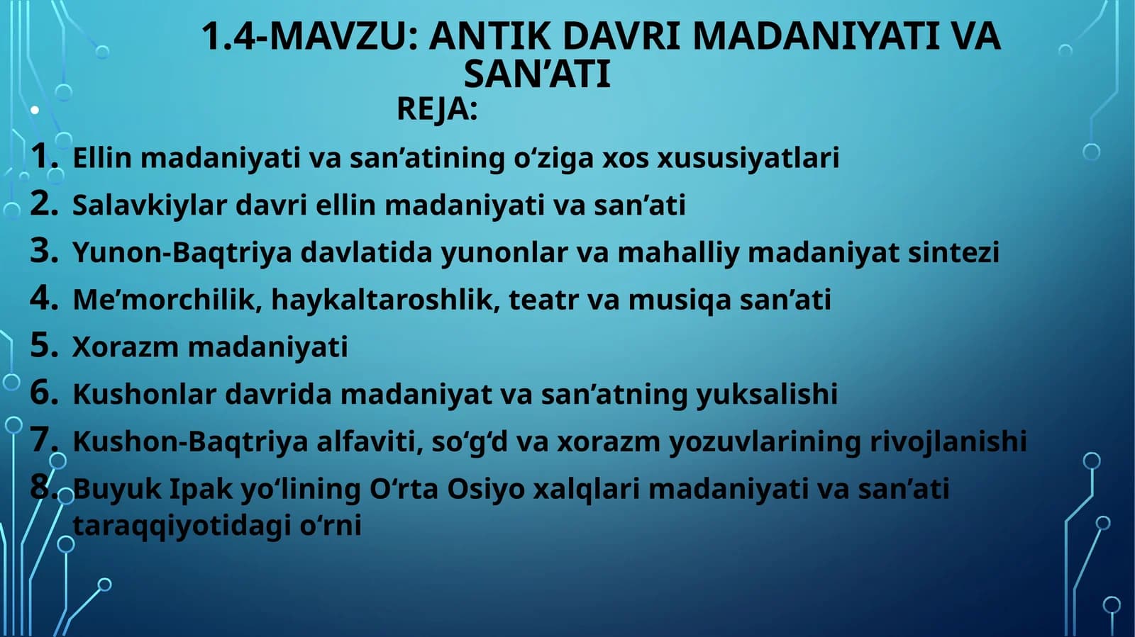 ANTIK DAVRI MADANIYATI VA SAN’ATI