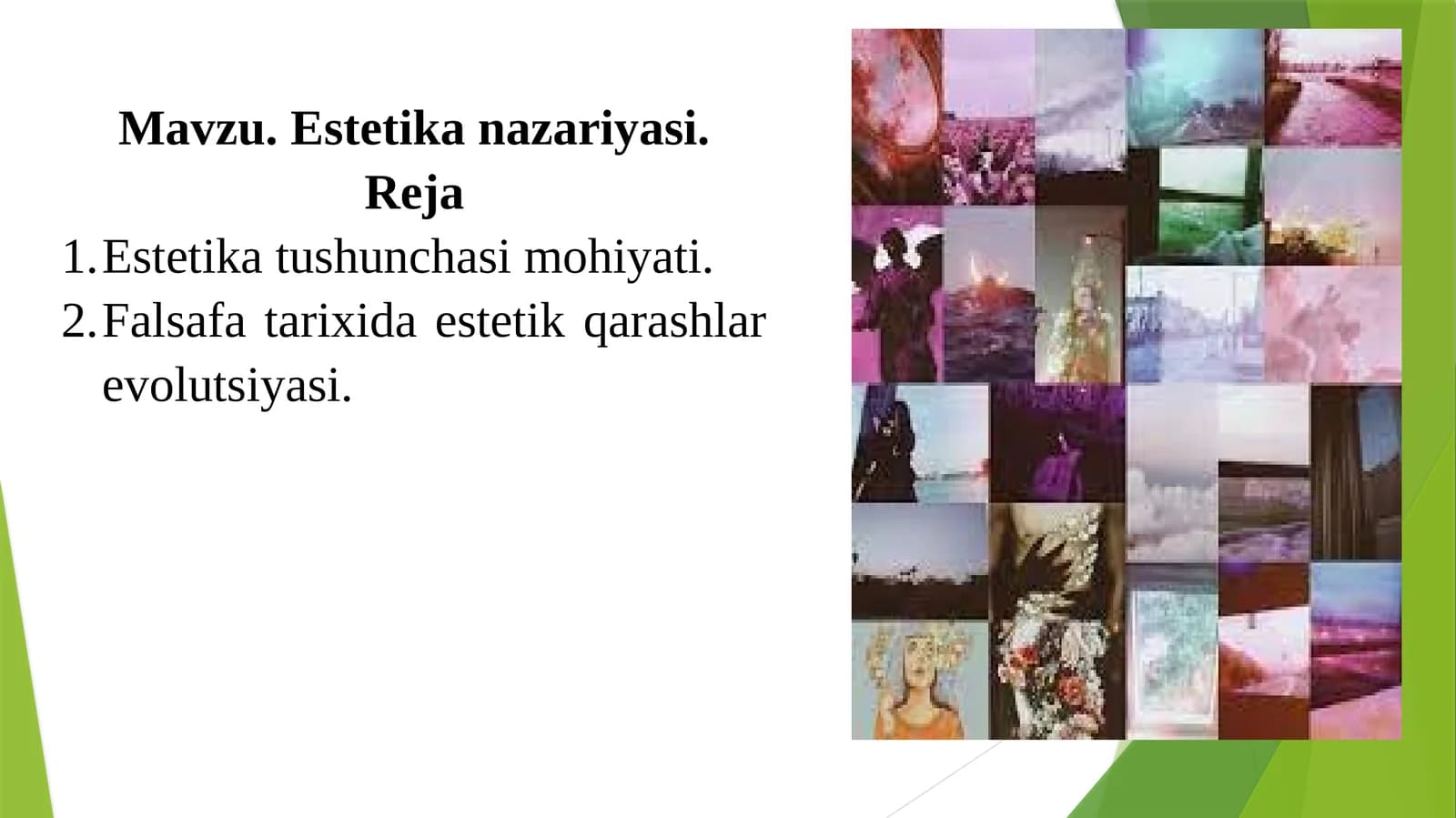 Estetika tushunchasi mohiyati