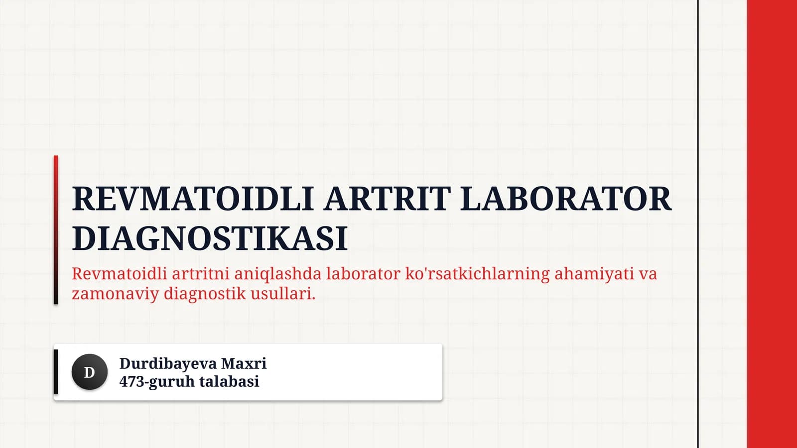 Revmatoidli artrit laborator diagnostikasi