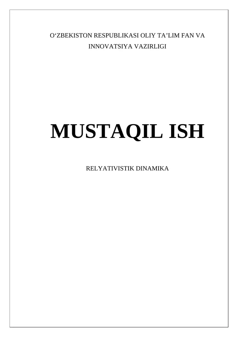 Relyativistik Dinamika