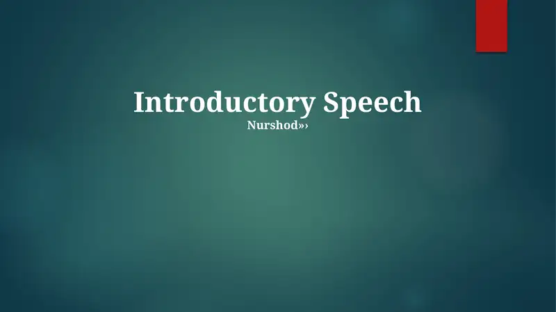 Introductory Speech