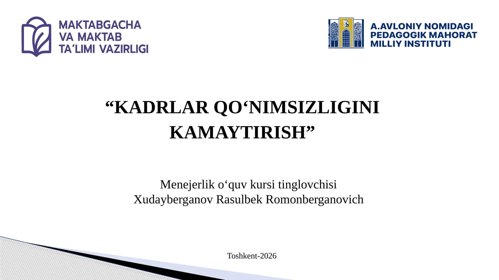 Toshkent-2026 Menejerliko‘quv kursi